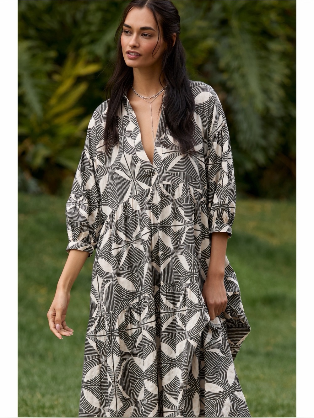 Anthropologie Celandine The Carolita Printed Tiered Shirt Dress